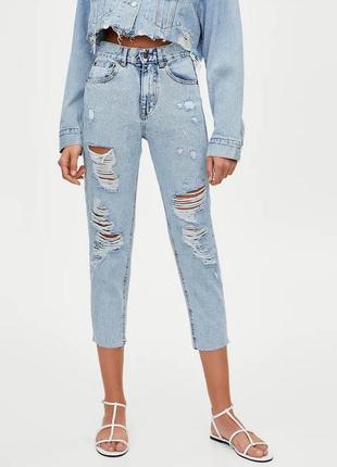 Крутые рваные джинсы мом pull&bear 3