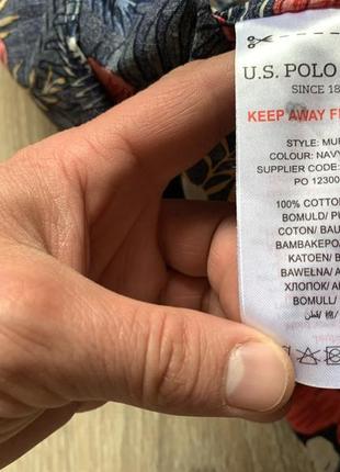 Бавовняна сорочка чоловіча гавайка з квітковим принтом us polo assn6 фото