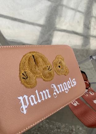 Palm angels teddy pink трендова стильна рожева сумочка з медведиком новинка розовая сумочка с медвежонком медведем6 фото