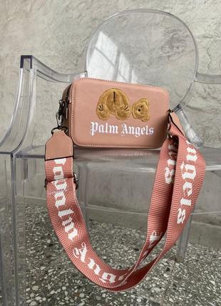 Palm angels teddy pink трендова стильна рожева сумочка з медведиком новинка розовая сумочка с медвежонком медведем1 фото