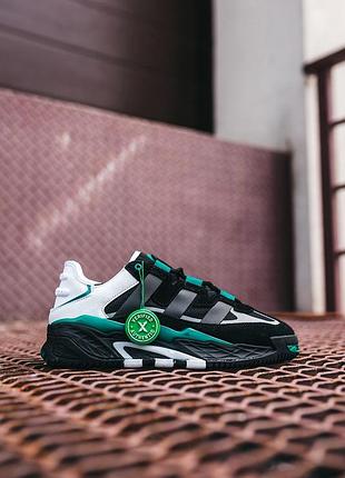 Кроссовки adidas niteball white black green