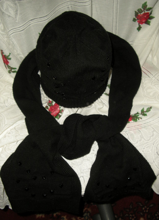 Набор-шапочка+шарфик50%шерсть,50%акрил,110грн.2 фото