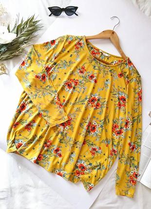Красива гірчічна кофта/блуза у квіти 💐 від tu women, на р. l/xl