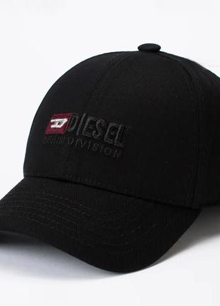 Бейсболка diesel черная мужская/женская на резинке, бейс черный diesel летний