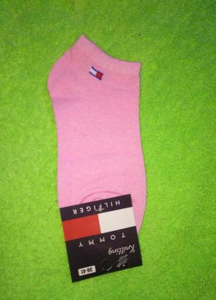 Носки спортивные укороченные tommy hilfiger розовые1 фото