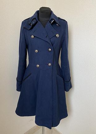 Стильне пальто, міді, синє