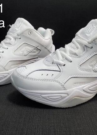 Кроссовки белые кожаные nike m2k tekno white black 👟белые кожаные демисезонные кроссовки найк текно3 фото