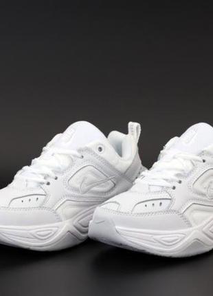 Кроссовки белые кожаные nike m2k tekno white black 👟белые кожаные демисезонные кроссовки найк текно7 фото