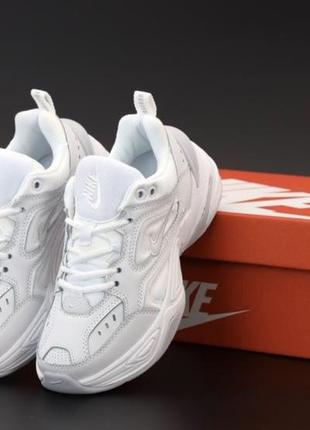 Кроссовки белые кожаные nike m2k tekno white black 👟белые кожаные демисезонные кроссовки найк текно4 фото