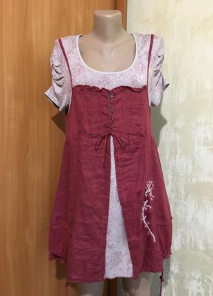 Стильне комбіноване плаття,трикотаж+льон!!