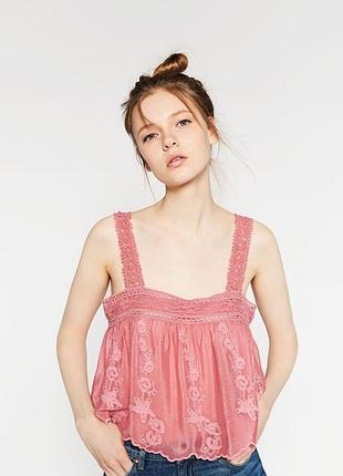 Топ блузка з вишивкою бавовна zara