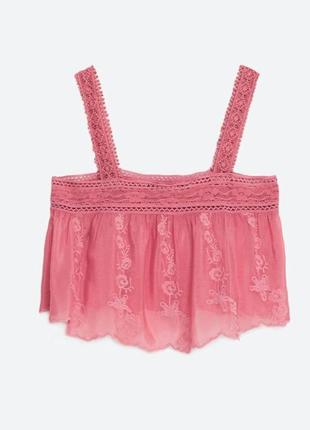 Топ блузка с вышивкой хлопок zara