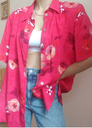 Винтажная рубашка цветы рубашка рубашка короткий рукав zara mango bershka cos h&m