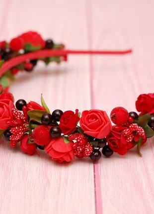 Обруч ободок червоно-чорний під вишиванку