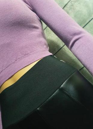 Молодежный облегающий женский свитер кроп топ кашемир фиолетовый 42-46.7 фото