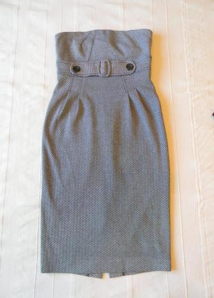 Платье без бретелей mng collection с узором в елочку р.м1 фото