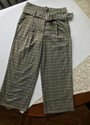 Штани широкі, прямі ,  брюки в клітинку  м3 фото