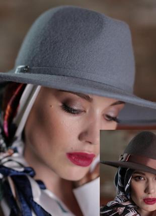 Женская фетровая шляпа под мужской стиль 55-58 см поля 7 см цвет под заказ1 фото