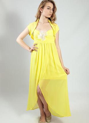 Платье женское  вечернее нарядное в пол желтое rinascimento