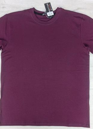 Мужская футболка однотонная вишневая большого размера hector3 фото