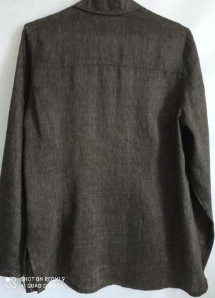 Стильная базовая рубашка лен коричневая frank walder2 фото