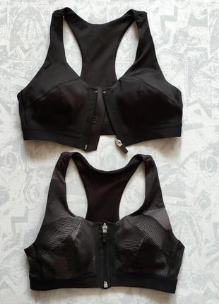 Спортивный черный топ и топ абстракция, топ на молнии m&s uk 32а (eur 70a)