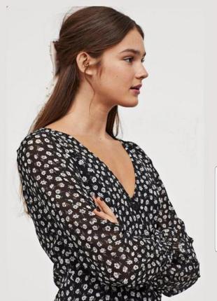 Шифоновое платье-миди h&m новое миди платье чёрное в точках7 фото