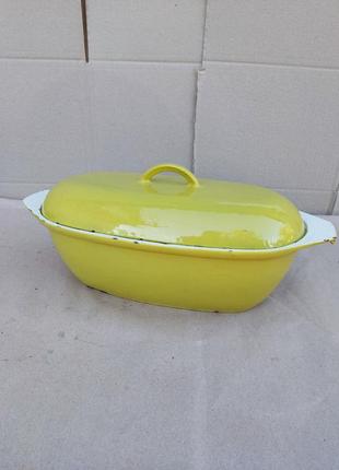 Чугунная эмалированая посуда ссср советская гусятница утятница кастрюля