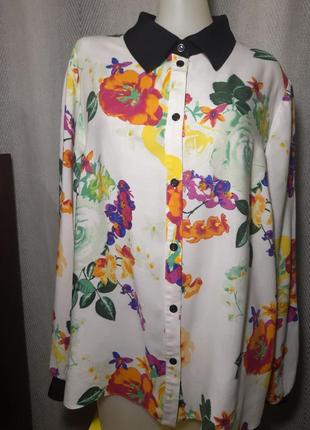 100% вискоза. женская яркая вискозная блуза, блузка, натуральная  рубашка мелкий цветок штапель