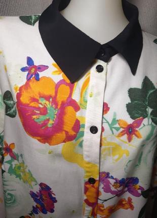 100% вискоза. женская яркая вискозная блуза, блузка, натуральная  рубашка мелкий цветок штапель2 фото