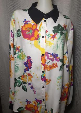 100% вискоза. женская яркая вискозная блуза, блузка, натуральная  рубашка мелкий цветок штапель6 фото
