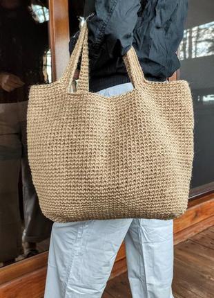 Пляжная сумка. плетеная сумка. летний шоппер.