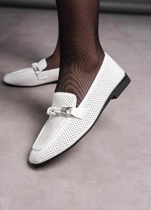 Жіночі лофери білі dolly 3582