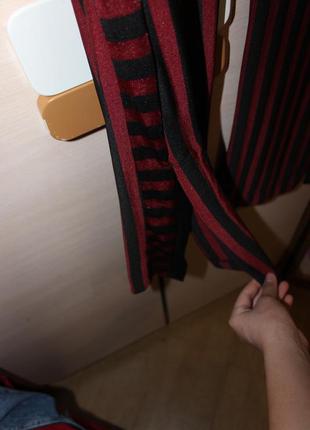 Красные с чорным полосатые штаны с роспорками   zara3 фото
