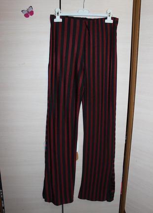 Красные с чорным полосатые штаны с роспорками   zara2 фото