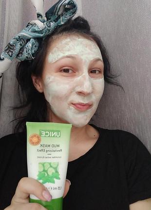 Глиняна маска для обличчя огірок і м'ята unice юнайс туреччина