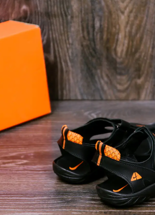 Мужские кожаные сандалии nіke ns orange   40 черн/оранж4 фото