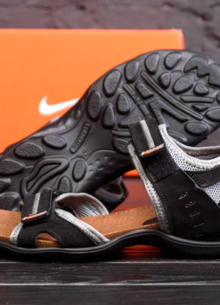 Мужские кожаные сандалии nіke red drive grey n 73 ч\сер