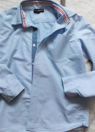 Нежно-голубая рубашка р.152 11 фото