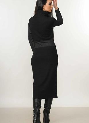 Тепле трикотажне чорне плаття | 30275 фото