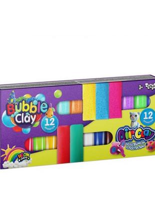 Пластилин воздушный "air clay+bubble clay" 12 шт+12 шт.