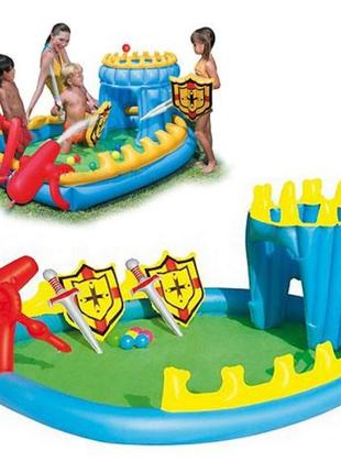 Ігровий центр 52169 облога замку, з душем, кульками і надувним зброєю, 249-155-79 см