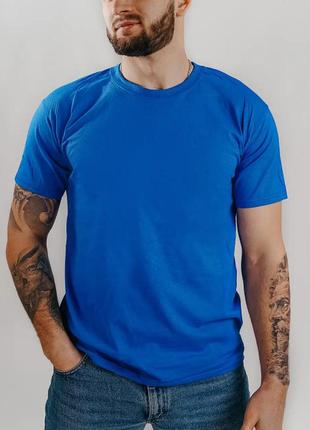 Базова яскраво-синя чоловіча футболка 100% бавовна (+25 кольорів)5 фото