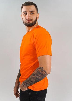Базова оранжева чоловіча футболка 100% бавовна (+25 кольорів)7 фото