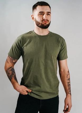 Базова оливкова чоловіча футболка 100% бавовна (+25 кольорів)1 фото