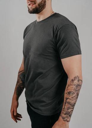 Базова чоловіча футболка 100% бавовна колір графіт (+25 кольорів)3 фото