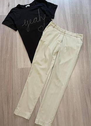 Базовые нюдовые бежевые брюки штаны базові класичні бежеві нюдові штани h&m s/m5 фото