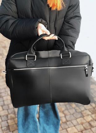 Чорна бізнес сумка для чоловіка, гравірування безкоштовно2 фото