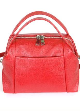 Женская кожаная сумка красного цвета3 фото