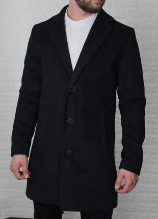 Мужское кашемировое пальто, чёрное